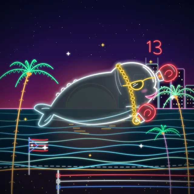 Neon line version of beluga #013